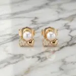 Aretes Corazón de Perla en Baño de Oro Real 18K y Cobre Ecológico SGS hipoalergénico libre de níquel - D'moé Joyería