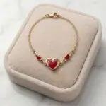 Pulsera Corazón Carmesí en Baño de Oro Real 18K y Cobre Ecológico SGS hipoalergénico libre de níquel - D'moé Joyería