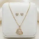 Trío Corazón Radiante en Baño de Oro Real 18K y Cobre Ecológico SGS hipoalergénico libre de níquel - D'moé Joyería