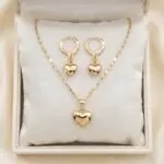 Trío Puro Corazón en Baño de Oro Real 18K y Cobre Ecológico SGS hipoalergénico libre de níquel - D'moé Joyería