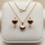 Trío Puro Corazón en Baño de Oro Real 18K y Cobre Ecológico SGS hipoalergénico libre de níquel - D'moé Joyería