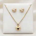 Trío Corazón Radiante en Baño de Oro Real 18K y Cobre Ecológico SGS hipoalergénico libre de níquel - D'moé Joyería