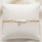 Pulsera Luz Perla en Baño de Oro Real 18K y Cobre Ecológico SGS hipoalergénico libre de níquel - D'moé Joyería
