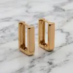 Aretes Líneas Puras en Baño de Oro Real 18K y Cobre Ecológico SGS hipoalergénico libre de níquel - D'moé Joyería