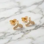 Aretes Canto Marino en Baño de Oro Real 18K y Cobre Ecológico SGS hipoalergénico libre de níquel - D'moé Joyería